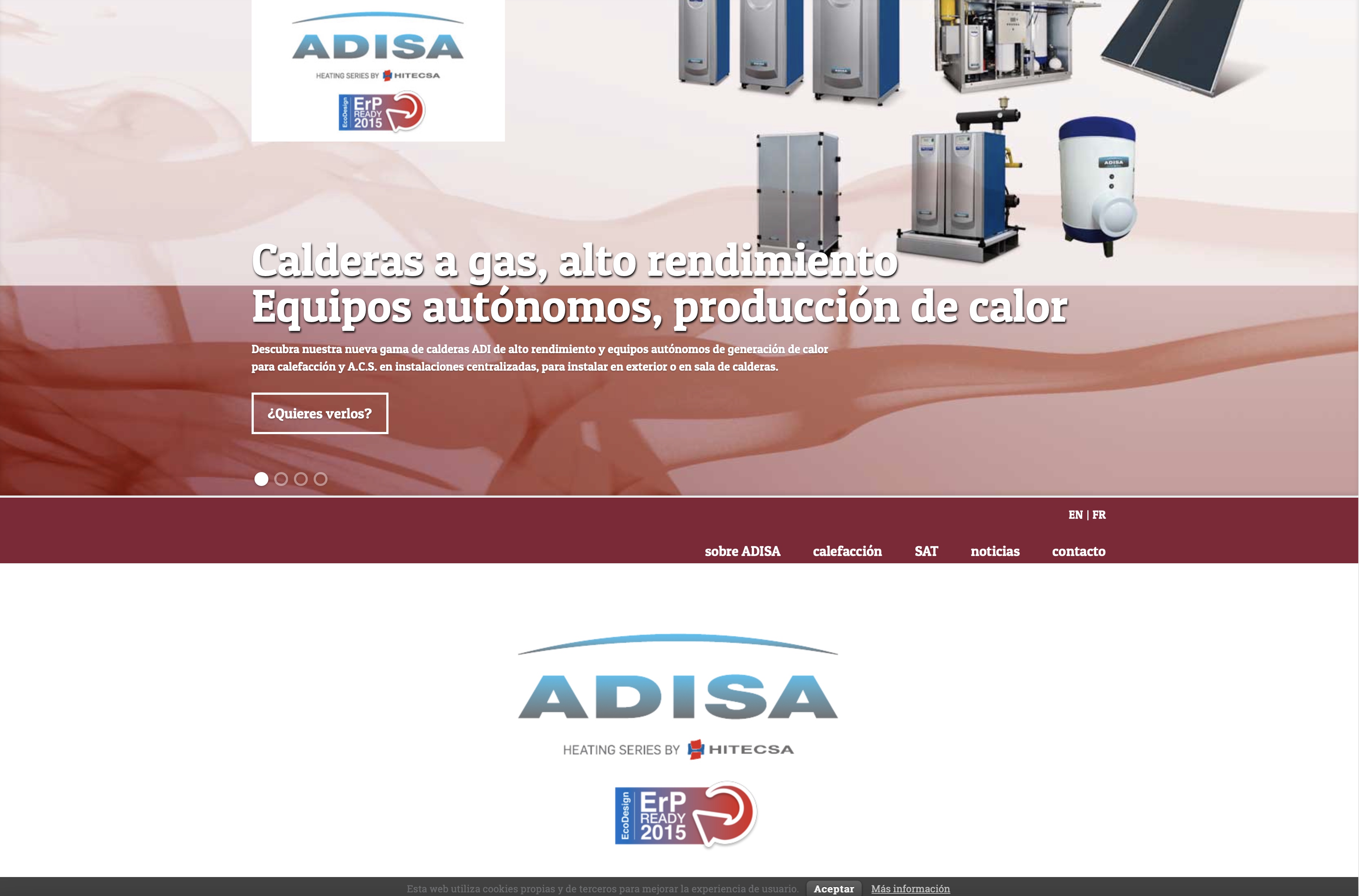 Portal industrial de climatización desarrollado a medida - Web corporativa de Adisa Heating
