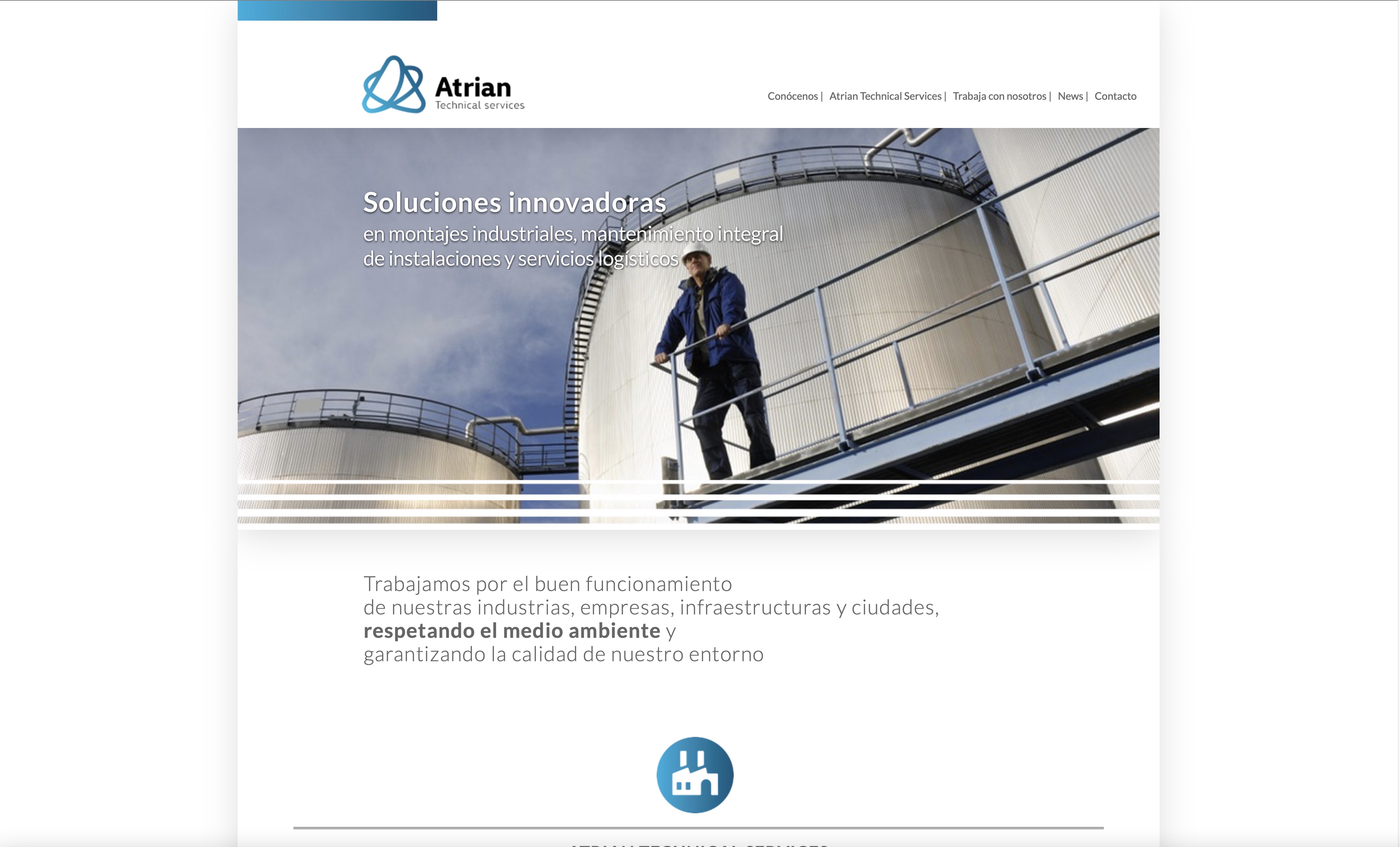 Presencia digital para una empresa de infraestructuras, servicios e industria - Portafolio corporativo de Atrian Technical Services S.A.