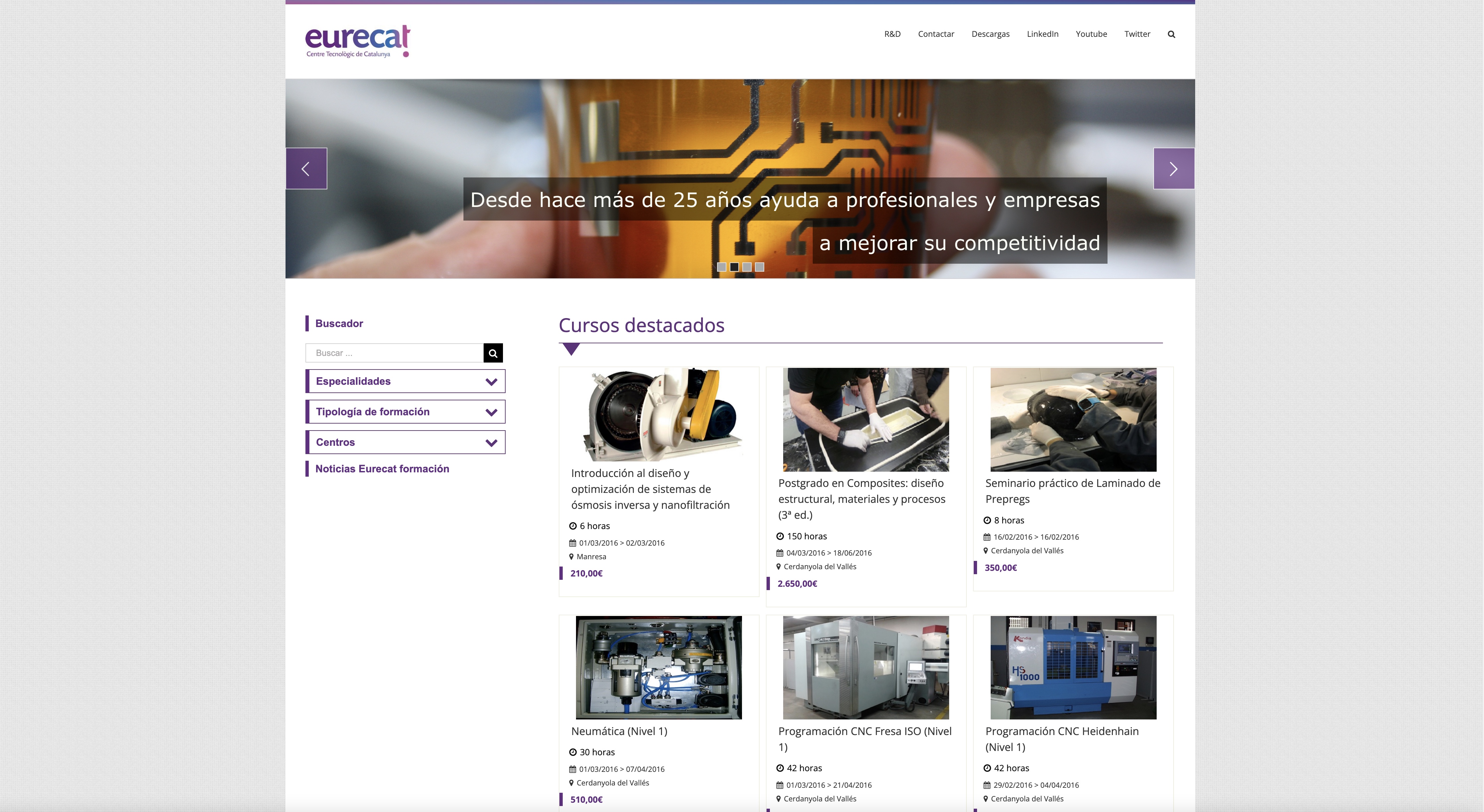 Plataforma de cursos y programas formativos con WordPress y WooCommerce - Ecommerce de Eurecat Formación