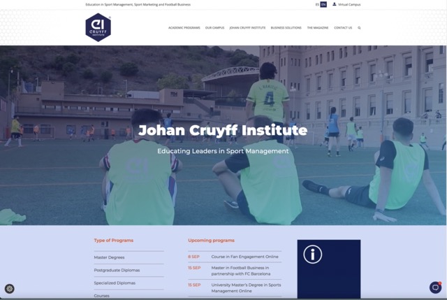 Web corporativa del Johan Cruyff Institute