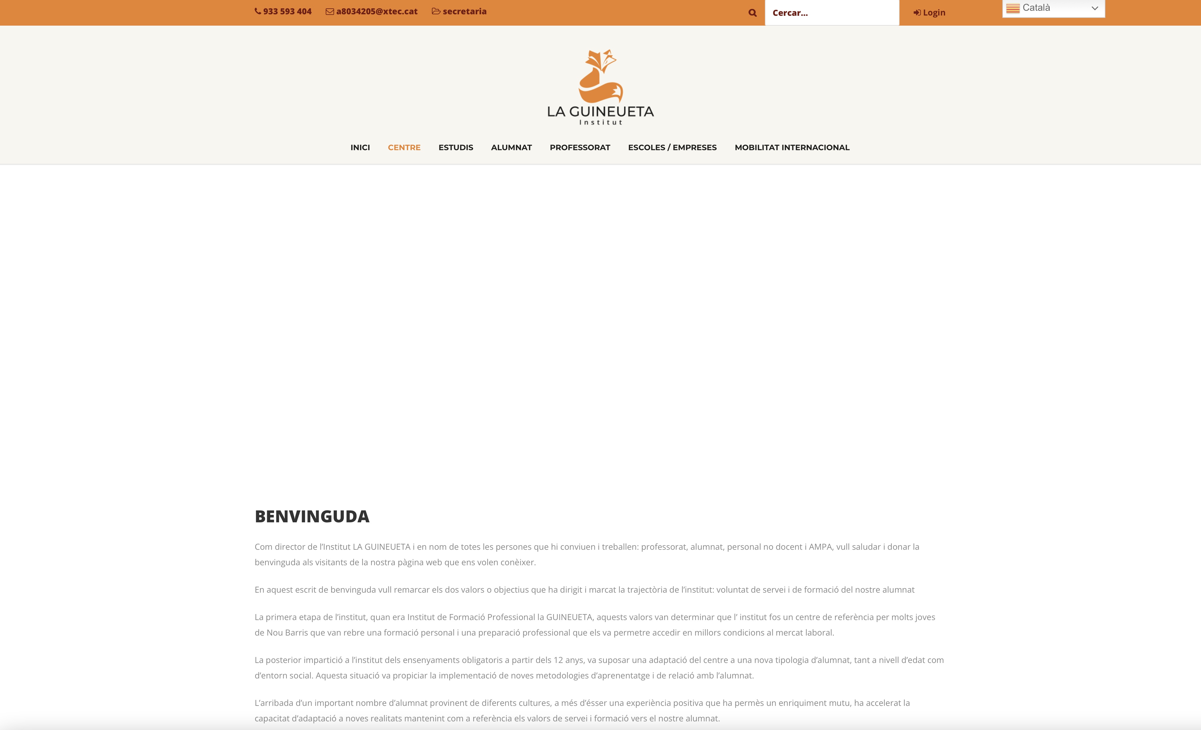 Sitio web corporativo para un instituto de secundaria y FP en Barcelona desarrollado junto a Allan Bruch - Web del INS La Guineueta