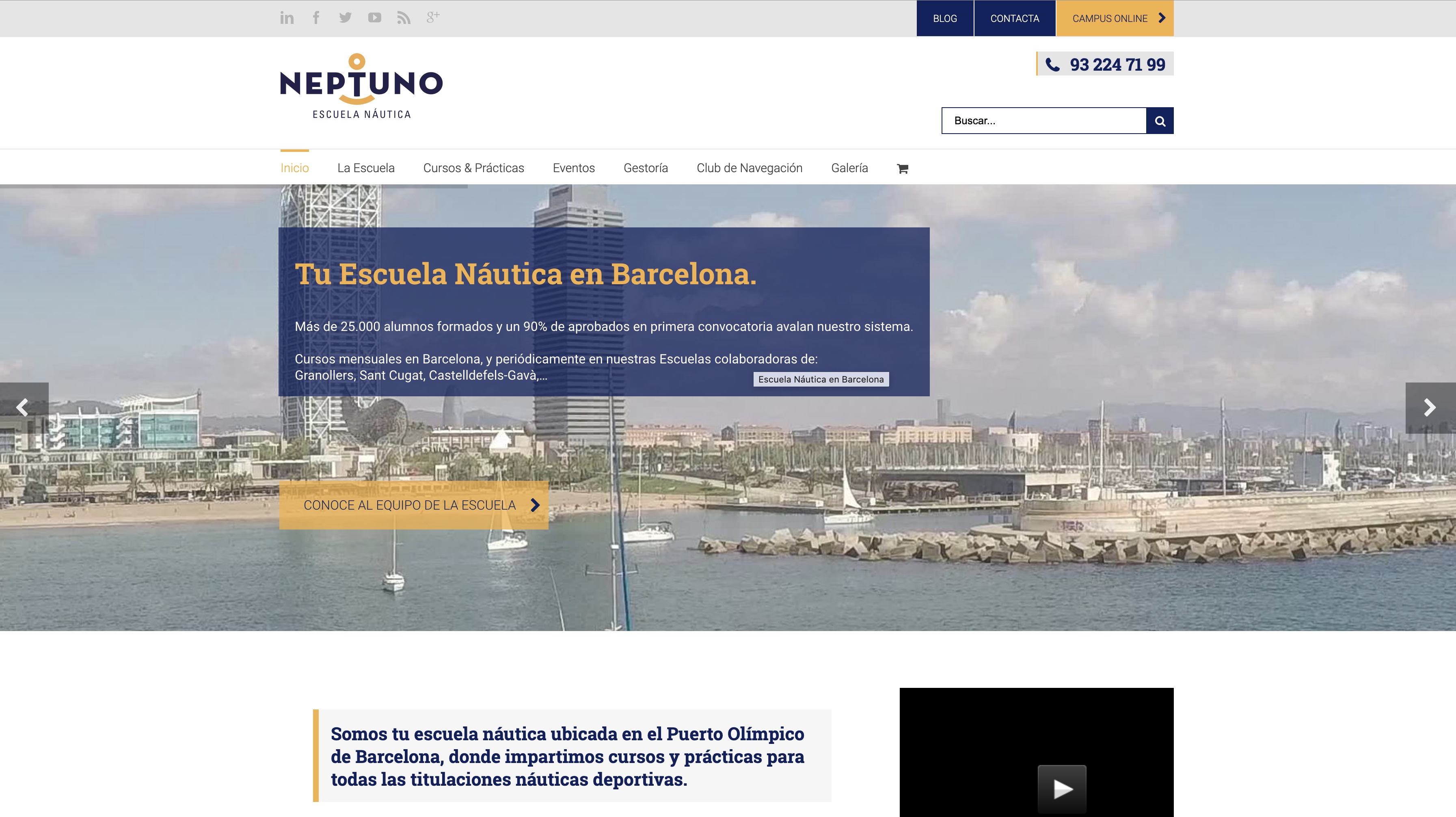 Portal formativo náutico en WordPress con maquetación avanzada - Web de la Escuela Náutica Neptuno
