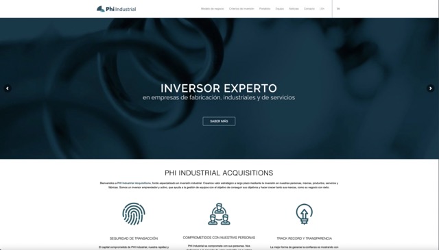 Desarrollo web para el fondo de inversión Phi Industrial Adquisitions