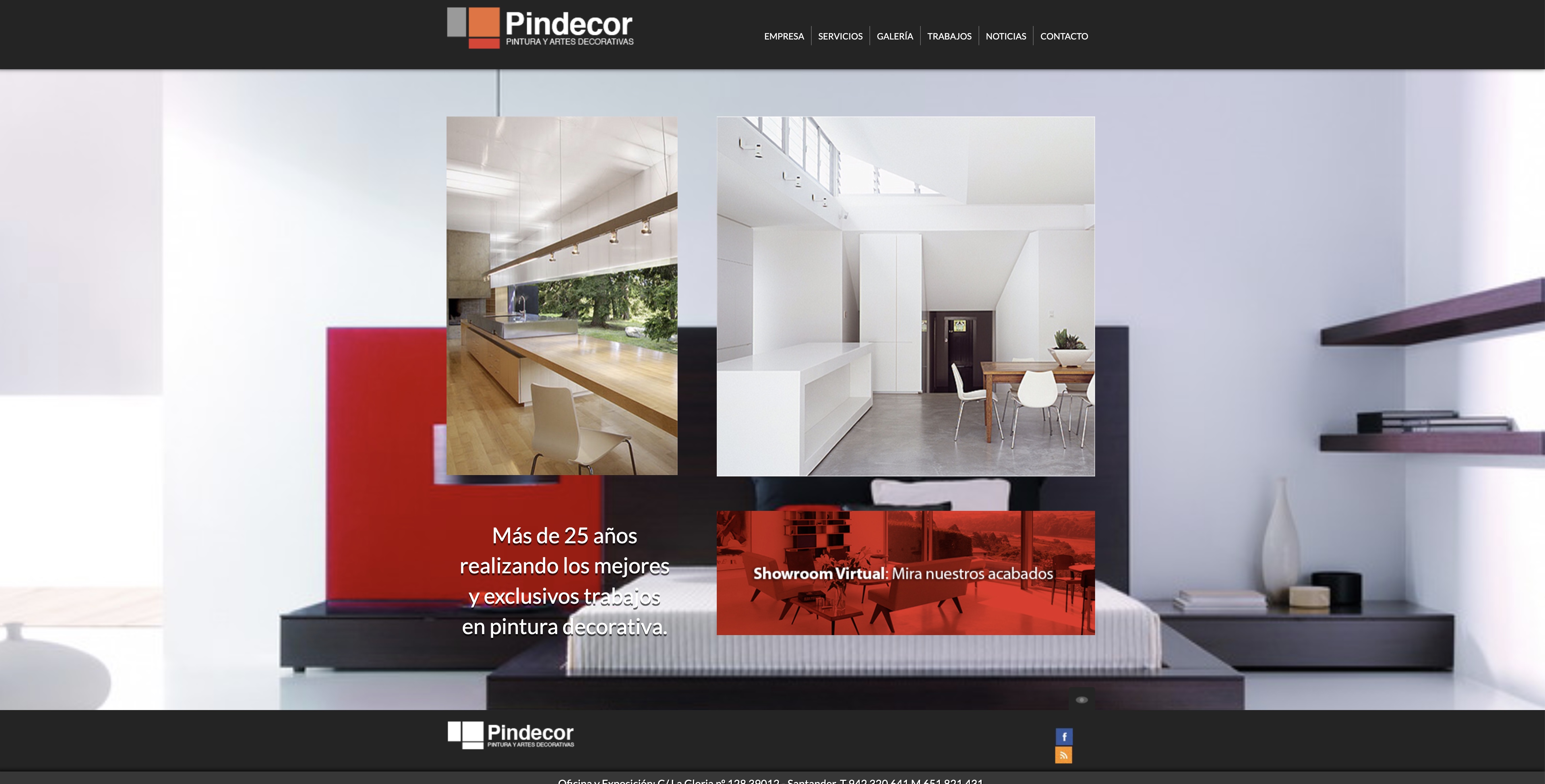 Sitio a medida para una empresa de pintura decorativa y artes decorativas en Santander - Web corporativa de Pindecor Santander