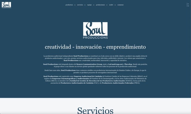 Portafolio web para productora audiovisual